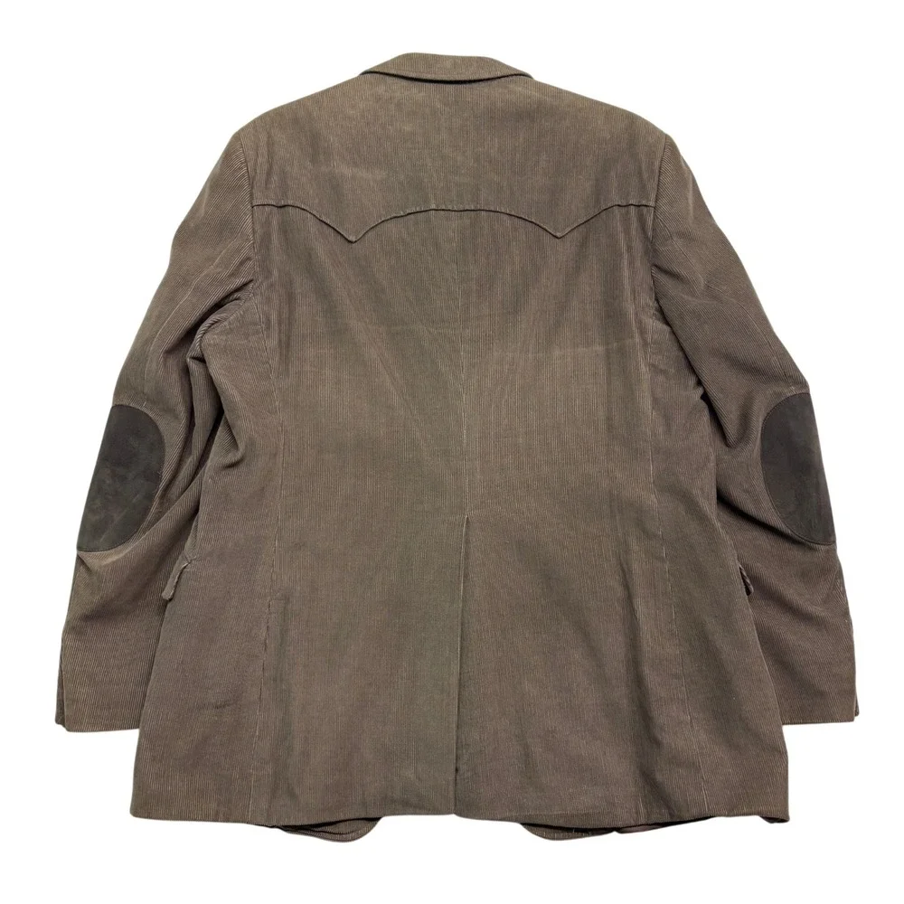 vtg 70s Western Corduroy Blazer 46L Jacket Sport Suit Coat Elbow Patches Taupe‎
